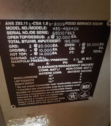 Thumbnail - Vulcan 48S-4B24GN Burner Range Griddle Oven